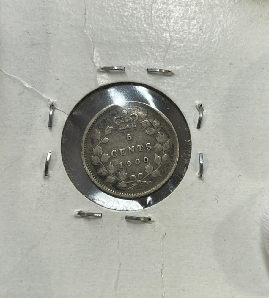 1900 Canada 5 Cents Silver Coin