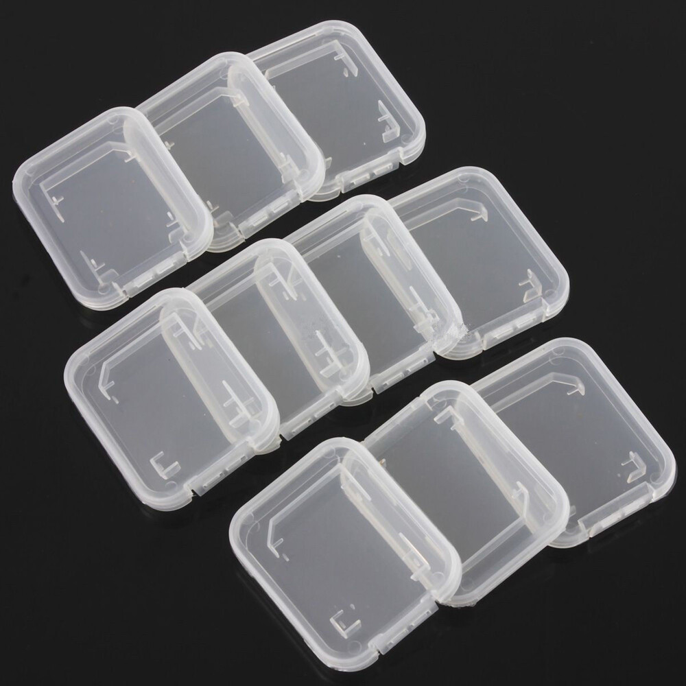 10pcs Transparent Standard SD SDHC Memory Card Case Holder Storage Boxes Plastic