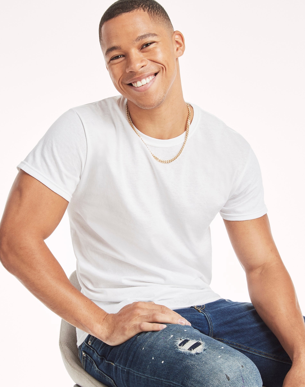 Hanes Men's White Crewneck T-Shirt 6-Pack Undershirt Tee TAGLESS FreshIQ Comfort