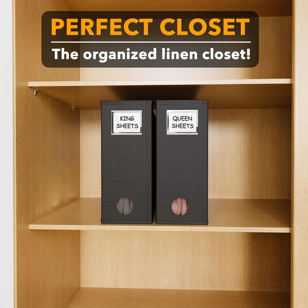 SpaceAid 2 Pack Bed Sheet Organizers and Storage, Foldable 2 Pack, Black