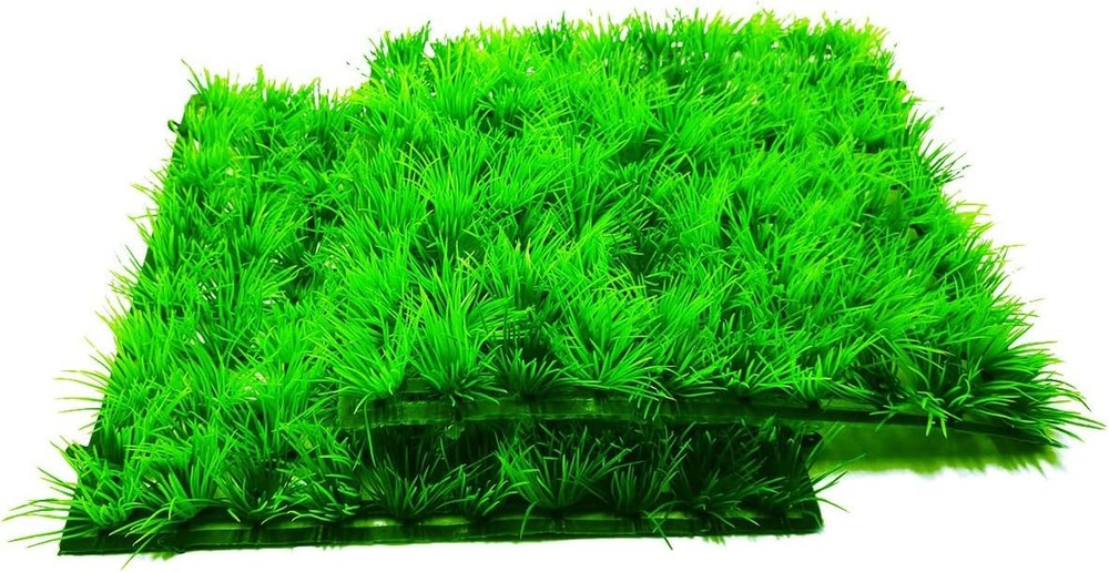 2pcs (10"X10") Artificial Aquarium Grass Mat Decorations Artificial Plastic L...