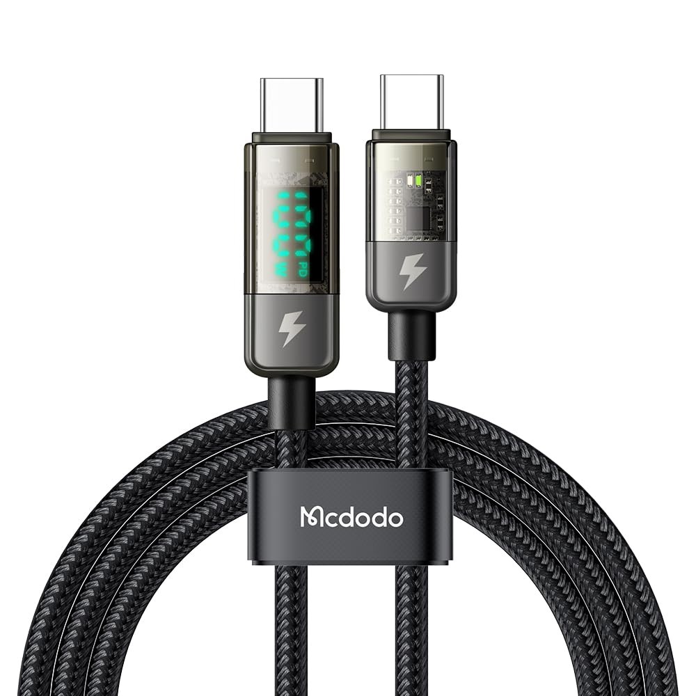 mcdodo USB C to C Charger Cable Transparent Data black and transparent