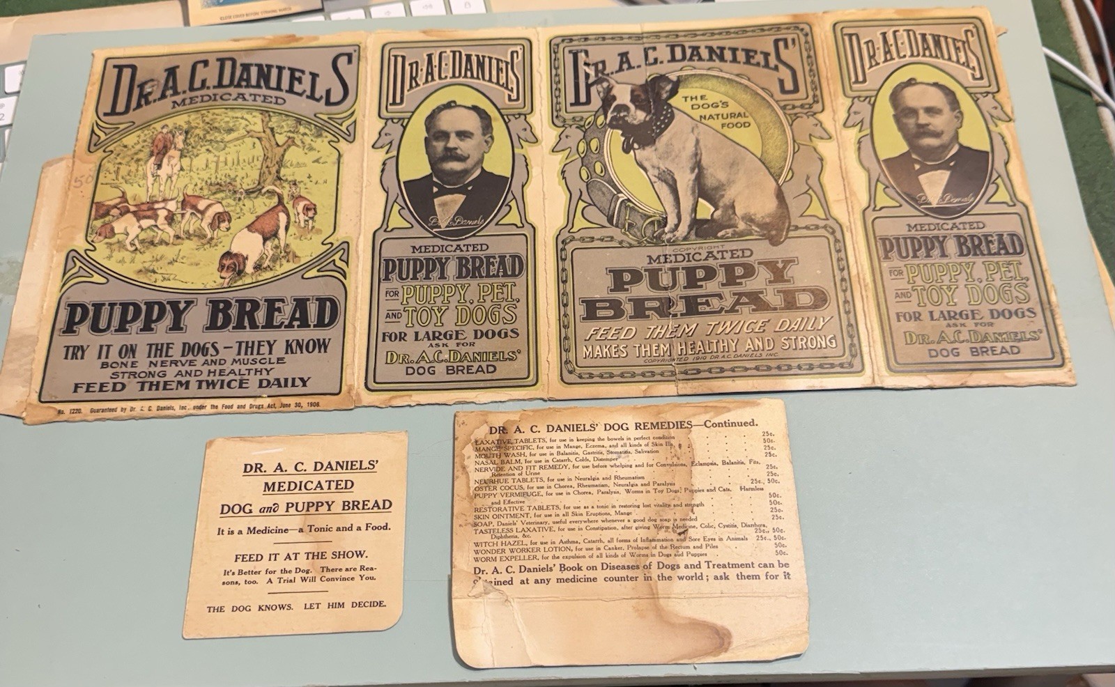 DR AC DANIELS PUPPY BREAD DOG BOSTON TERRIER VET VETERINARY MEDICINE BOX 1910s