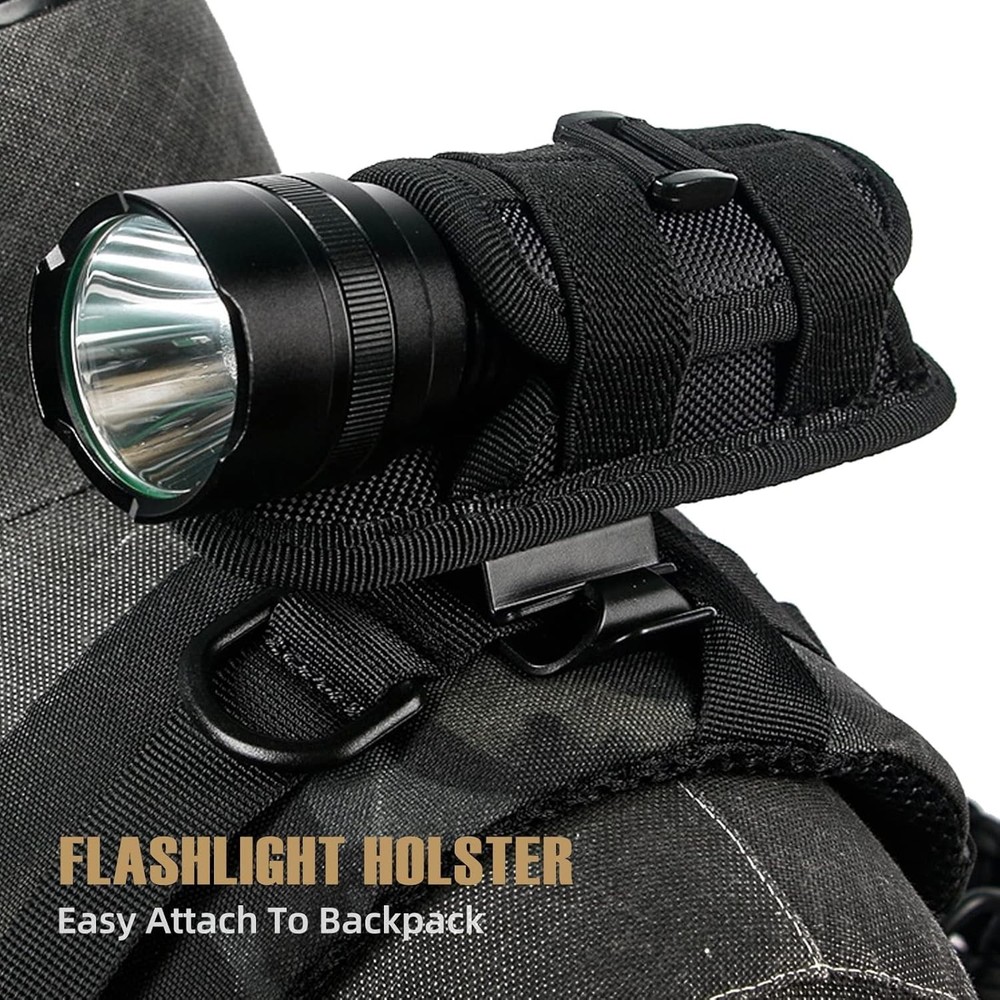 Tactical Flashlight Pouch Holster, Rotatable Flashlight Holder Belt Clip Tact...