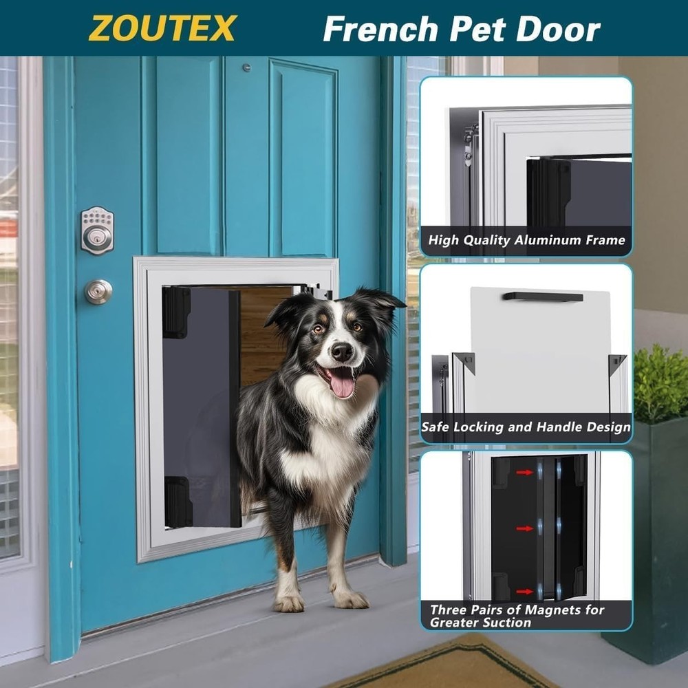 New Large Dog Doors Energy Efficient Magnetic Flaps Sliding Lock Panel Fast Ship