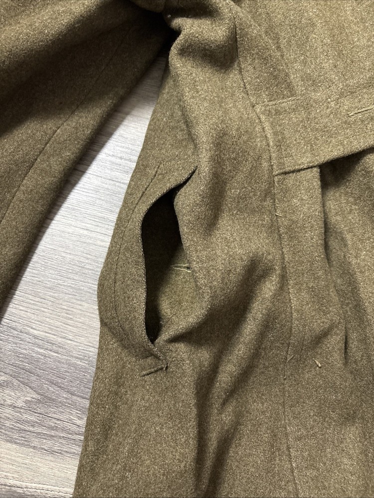 ORIGINAL WWII US ARMY WINTER M1938 GREATCOAT OVERCOAT- 34R + Gloves Handkerchief