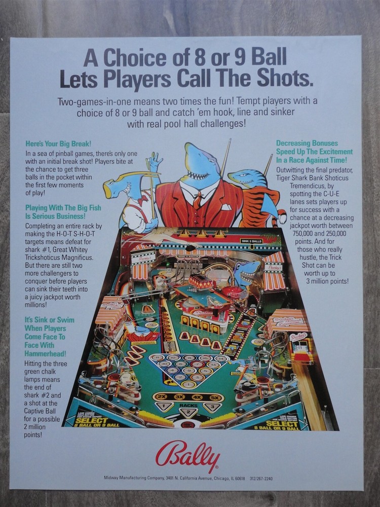 Pool Sharks Pinball Flyer / Original Brochure D