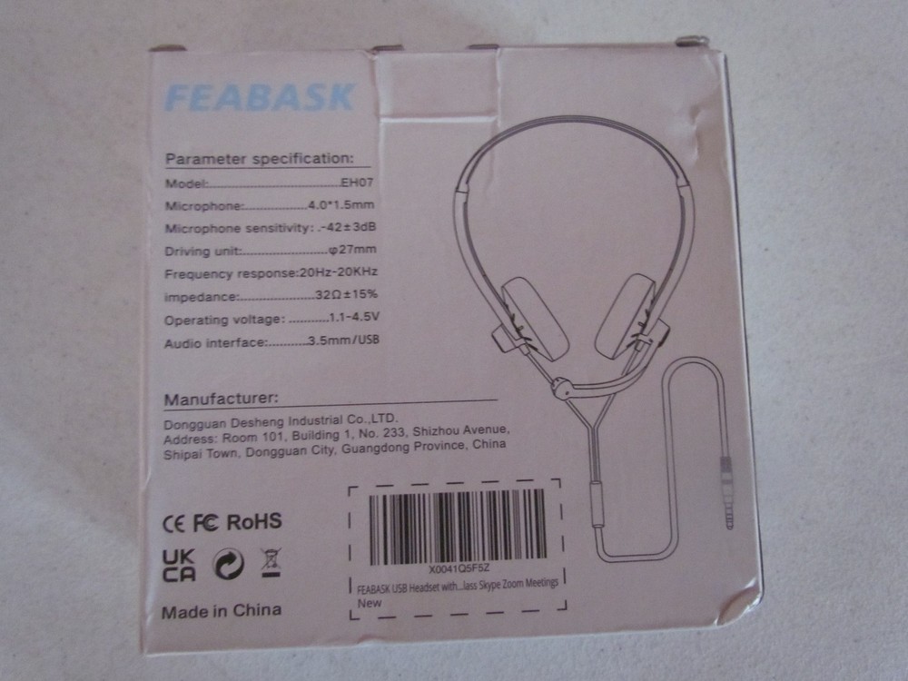 FEABASK EH07 Computer Headset Pink 2 Pack 3.5mm USB Mic Lightweight