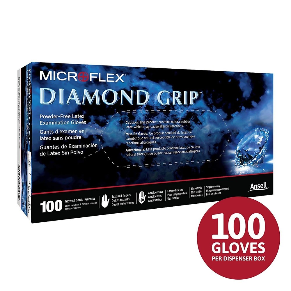 Microflex MF300 LARGE Diamond Grip Latex Gloves