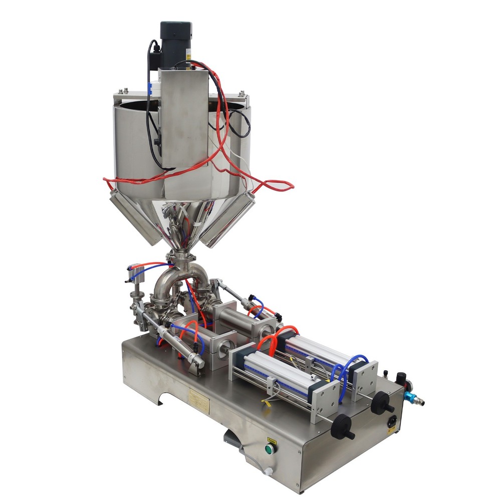 50-500ml Paste Liquid Filling Machine W/ Mixing,Heating Function 2Nozzle Filling