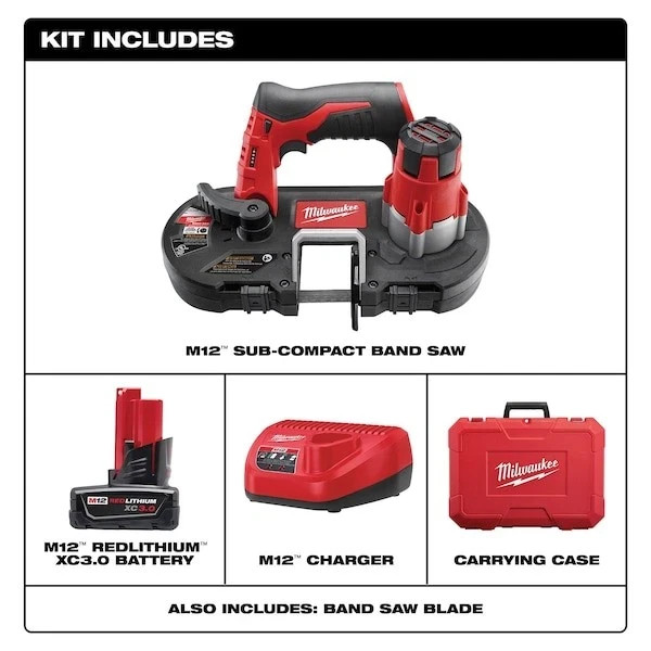 Milwaukee 2429-21XC M12 Cordless Sub-Compact Band Saw Kit (US STOCK)