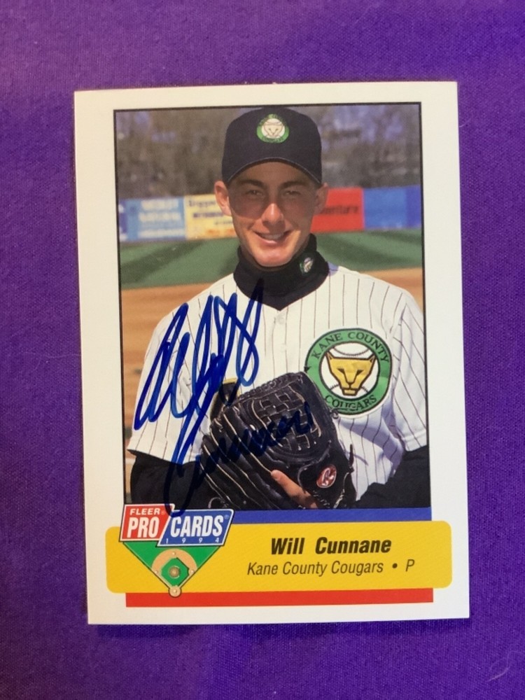 WILL CUNNANE SIGNED CARD 1994 FLEER PRO CARDS KANE COUNTY COUGARS MARLINS AUTO
