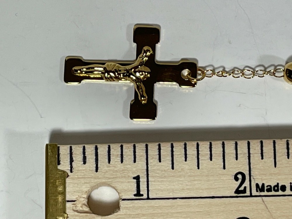 St. Benedict Catholic Rosary Gold Plated Stainless Steel Ball Bearing 5 Decade