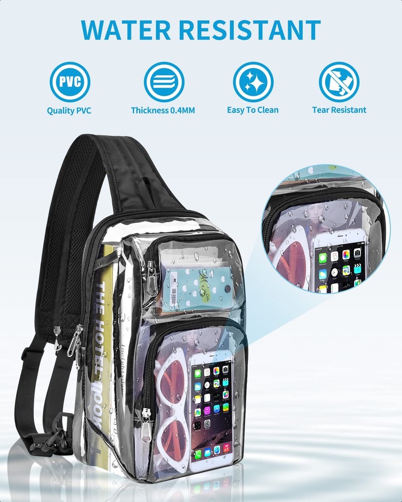 Clear Backpack Stadium Approved 12×12×6 with Breathable Shoulder Strap