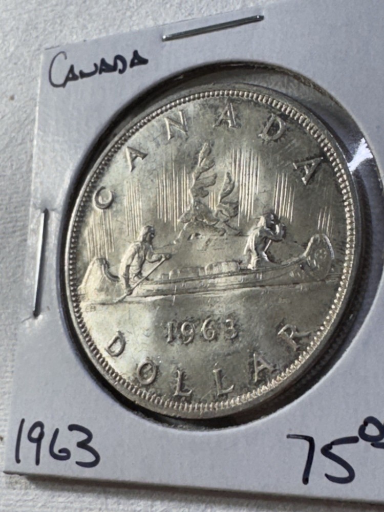 1963 Canada 1 Dollar Large Silver Coin Voyageur