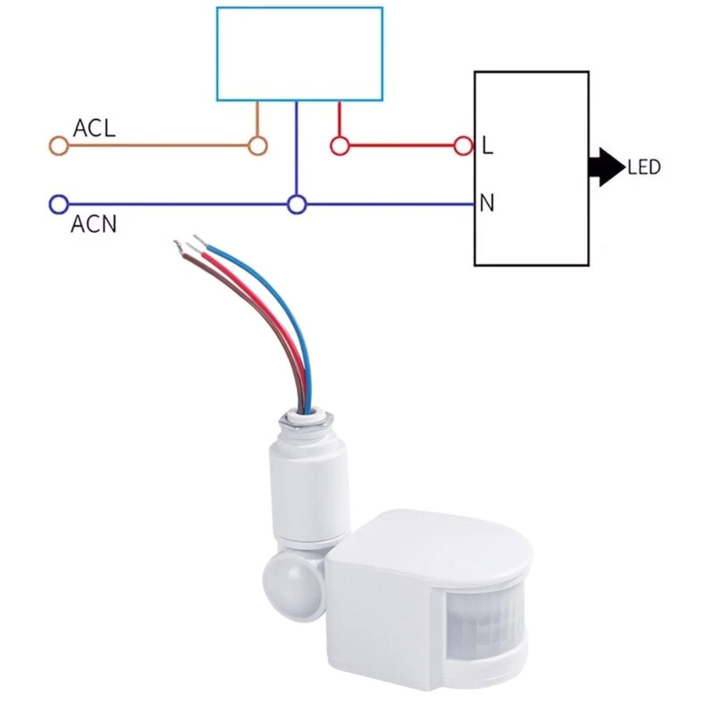 2pcs PIR Motion Sensor Switch For Ambient Light: 2LUX~2000LUX (Adjustable)