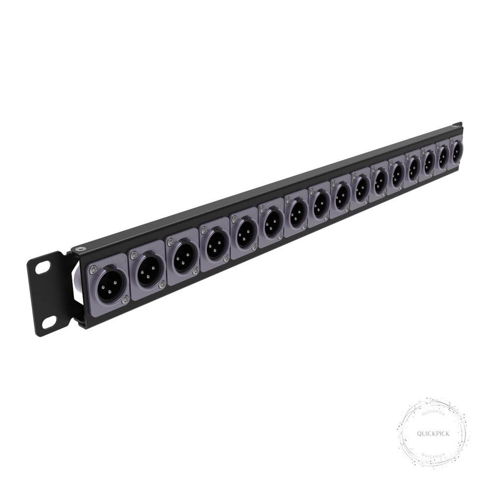 1U Hinged Rack Panel XLR HDMI Audio Rack Mount Panel with 16 D-Series Punch-
