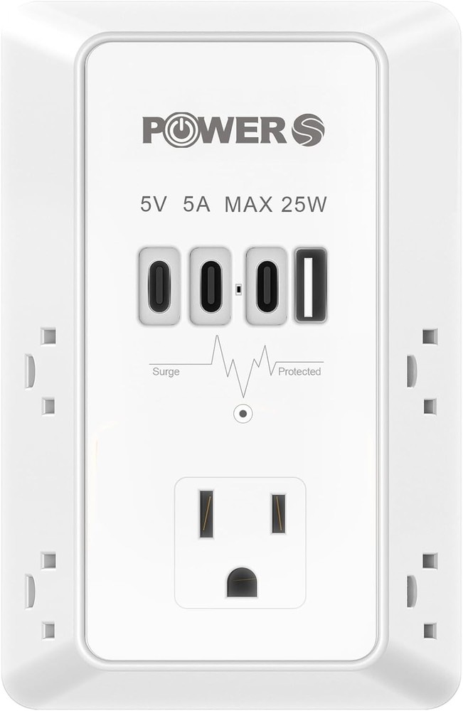 Electrical Outlet Extender with USB Ports, Surge Protector Wall Plug Adapter