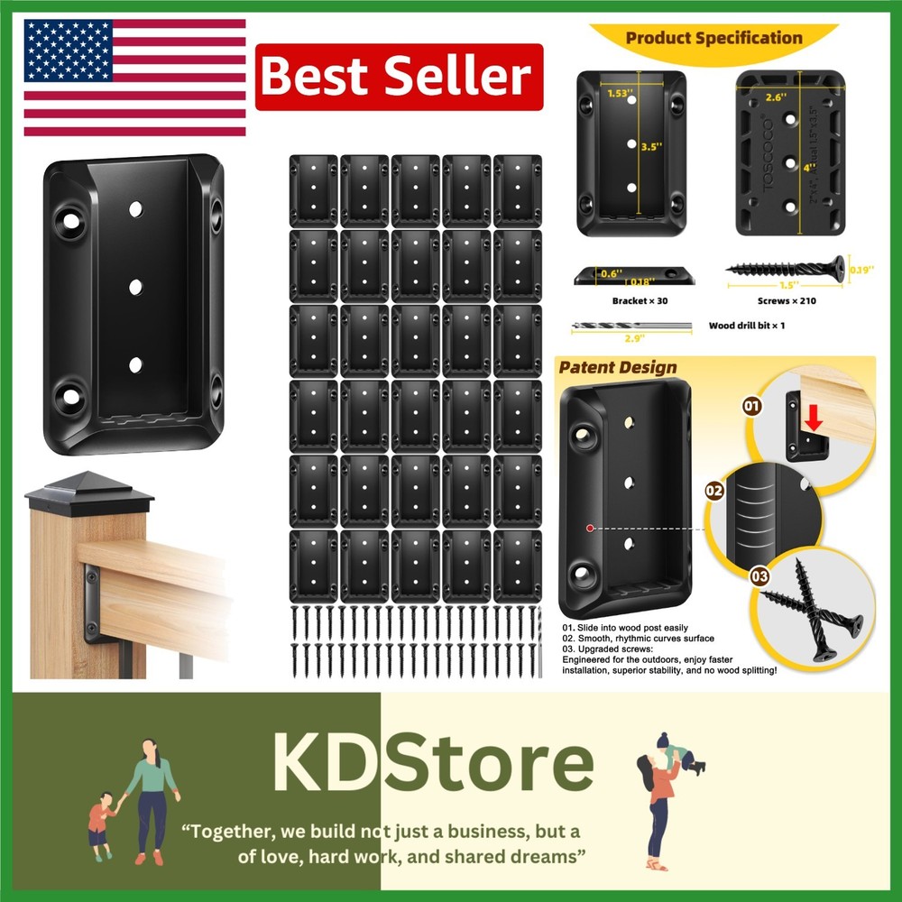 30 Pcs Durable Nylon Deck Railing Bracket Connectors with Screws for 2x4" Posts