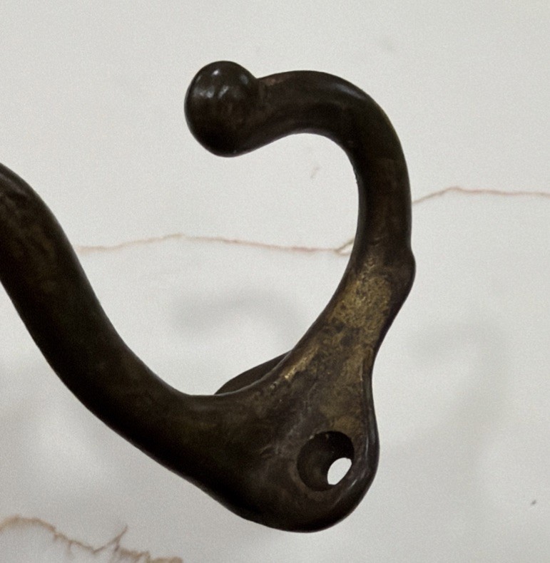 Single Cast Iron Double Hooks Round Tips Coat Hat Salvage Hardware 3”