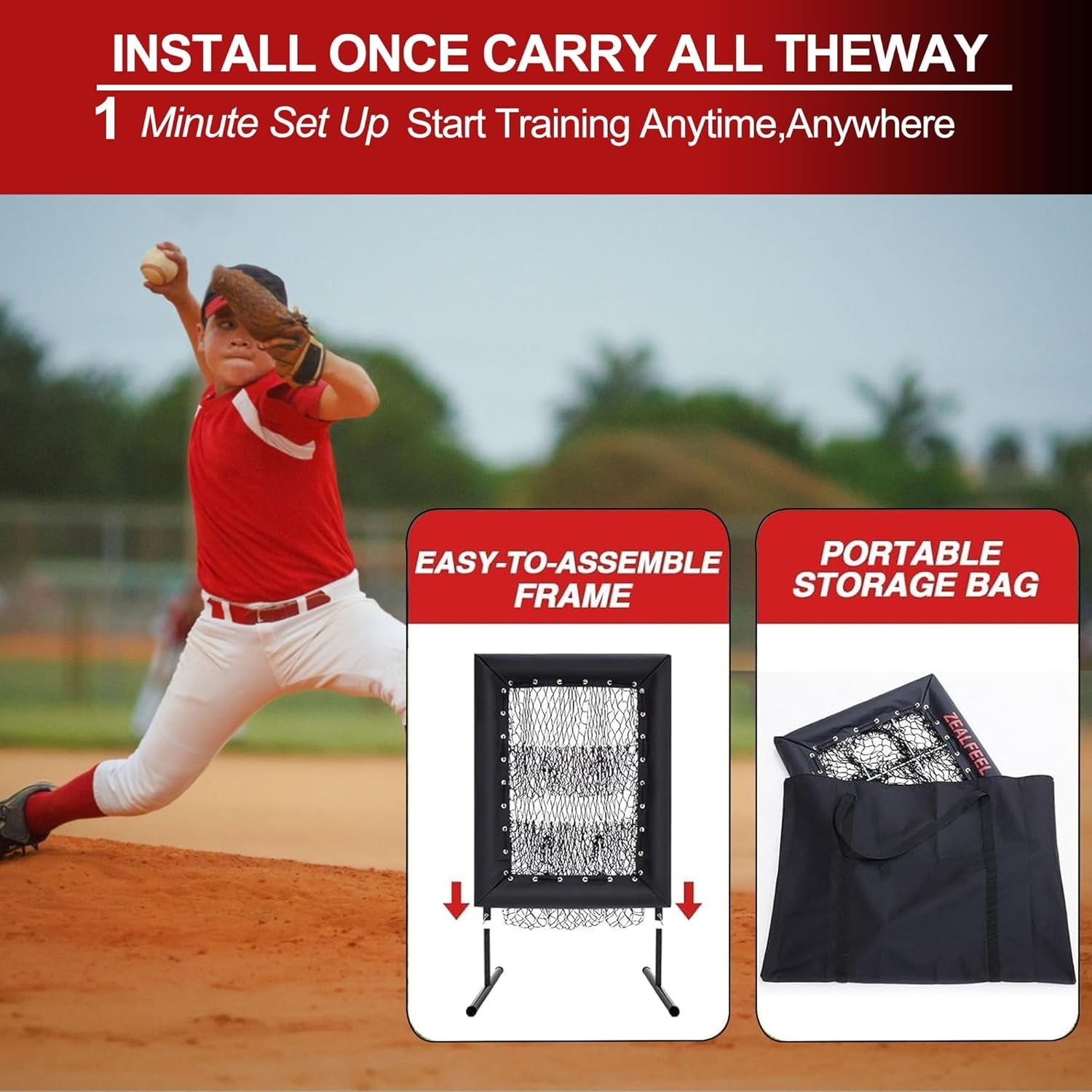 9Hole Adjustable Baseball Pitching Net Hit Zone Aim Trainer for Batting Pitching