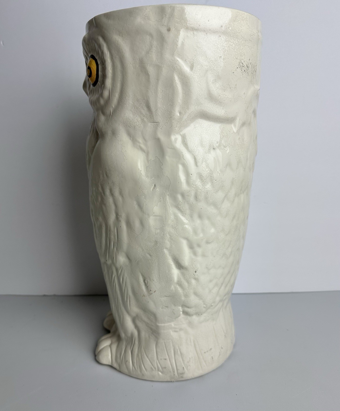 RARE Vintage Mid Century Modern 1960s Ceramic Owl Umbrella Stand Cane Holder MCM