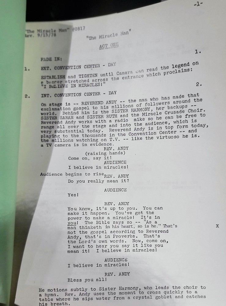 HAWAII FIVE FINAL DRAFT FULL SCRIPT (9/7/78) "THE MIRACLE MAN" (#0807)