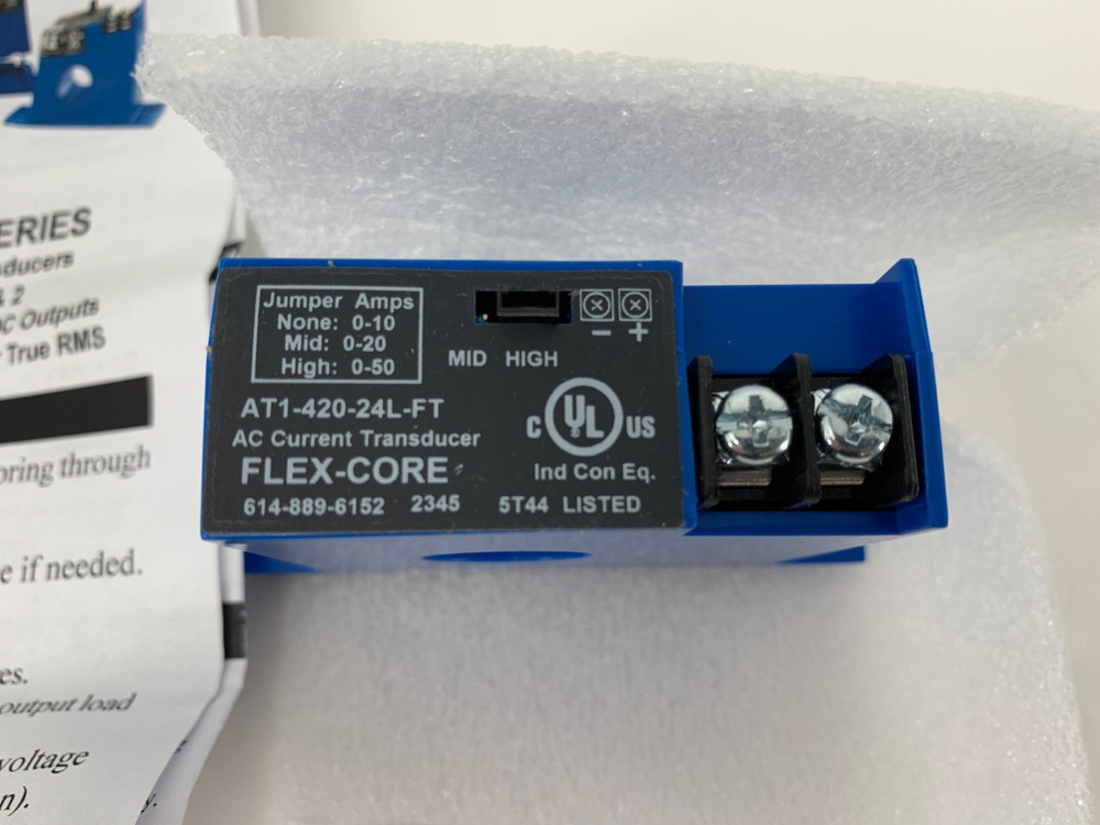 Flex-Core AT1-420-24L-FT Solid Core AC Current Transformer 0-10 0-20 & 0-50A