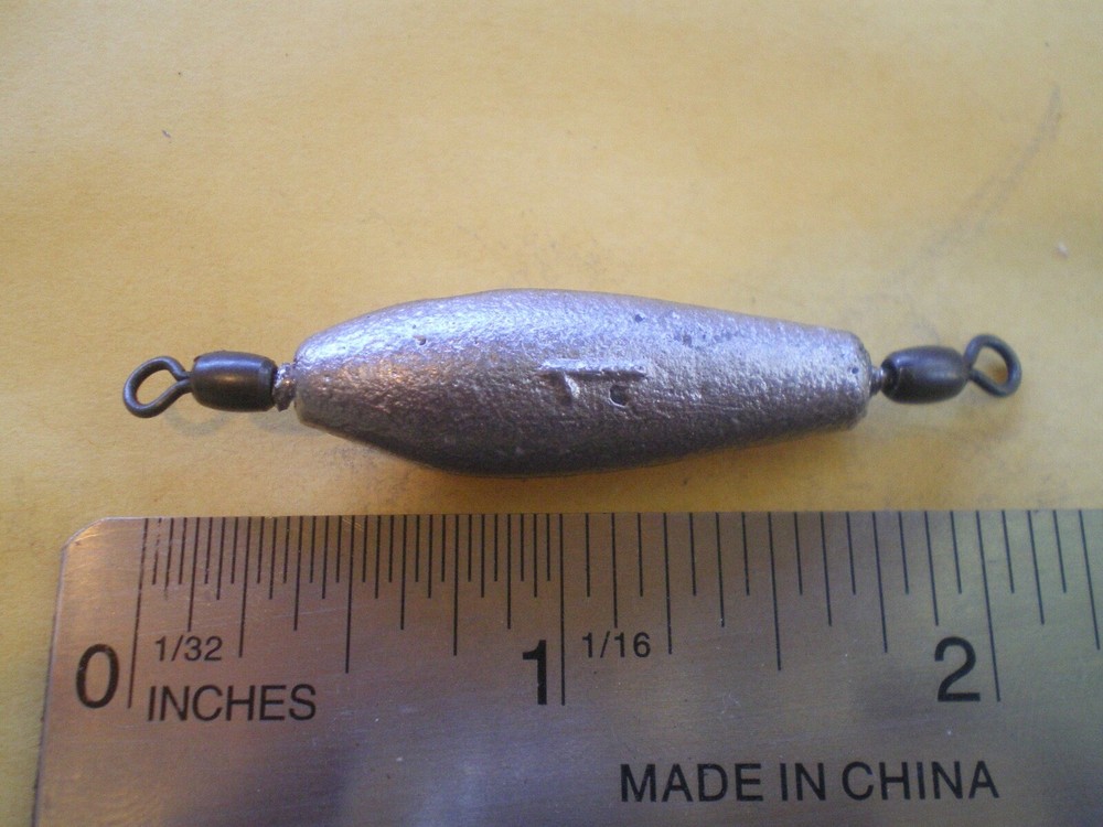 7 PCS. TROLLING SINKER W/#7 BLACK CRANE SWIVEL, 1 OZ.