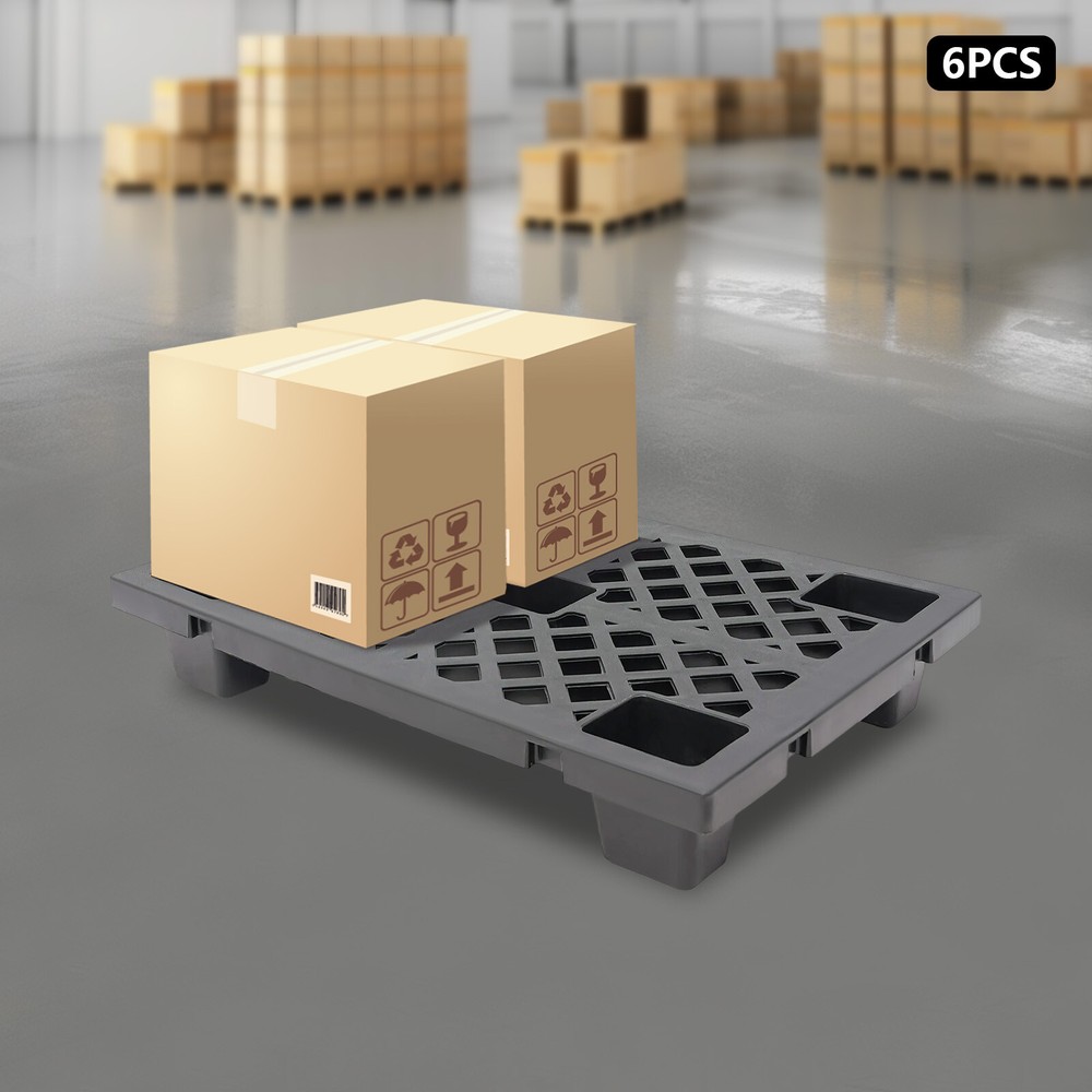 6pcs Plastic Pallets Interlocking Storage Stackable Anti-slip Loading Pallets