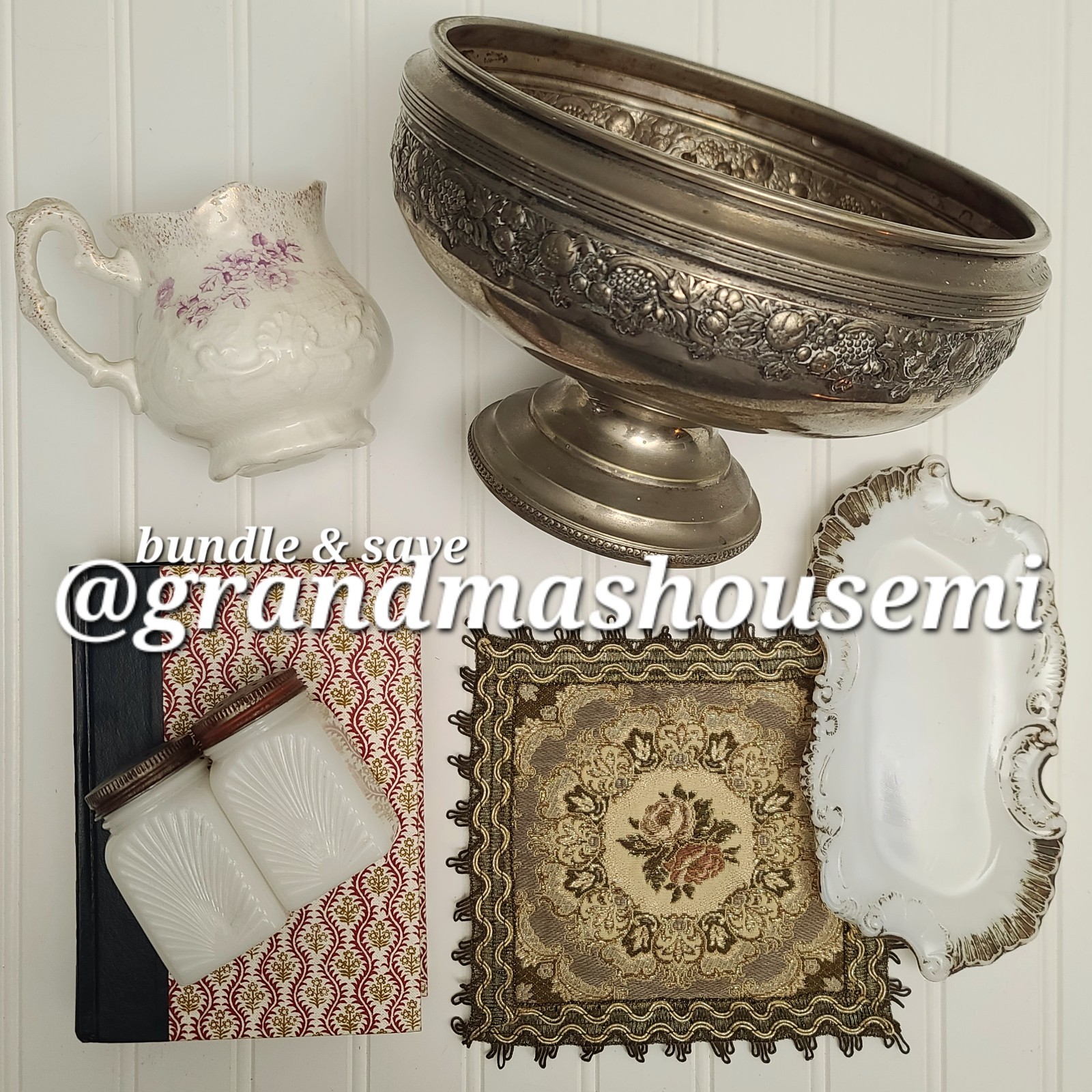 Vintage Silverplate Embossed Fruits Pedestal Centerpiece Bowl J&F Crown EPNS 9"