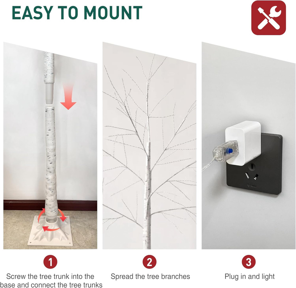 5FT White Firefly Tree with Lights - Lighted Firefly Tree with 350 Warm White Le