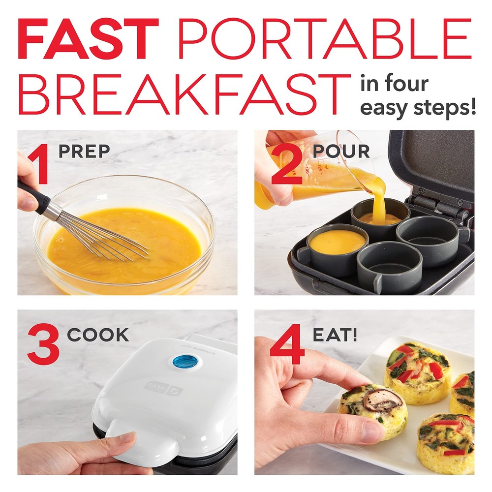 DASH Deluxe Egg Bite Maker & Mini Griddle for Pancakes, Keto, Paleo Snacks - Aqu