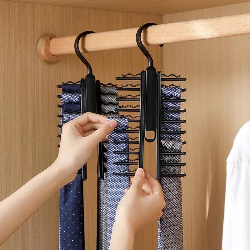 Tie Hanger Rotatable Necktie Storage Rack Wardrobe Organizer 20 Rows Large Capac