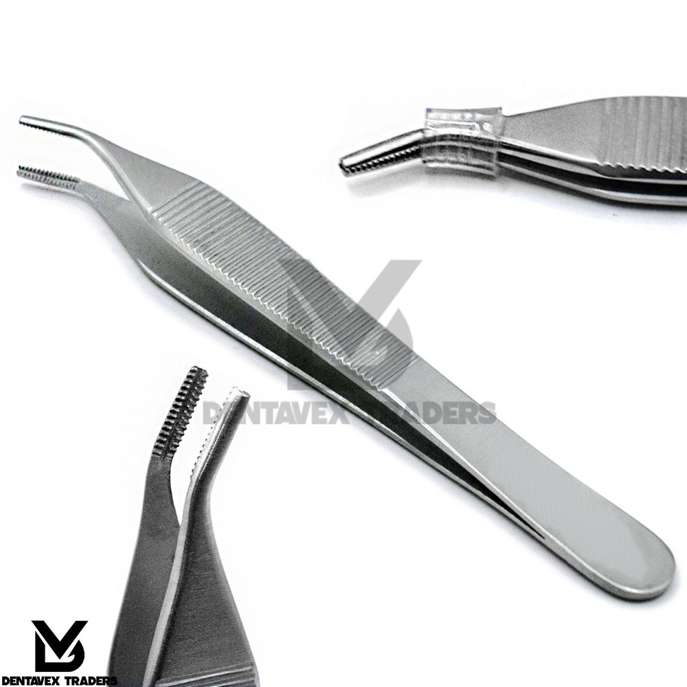 "Adson Brown Tissue Forceps 4.92'' – Curved Angular Surgical Anatomic Tweezer" ✅