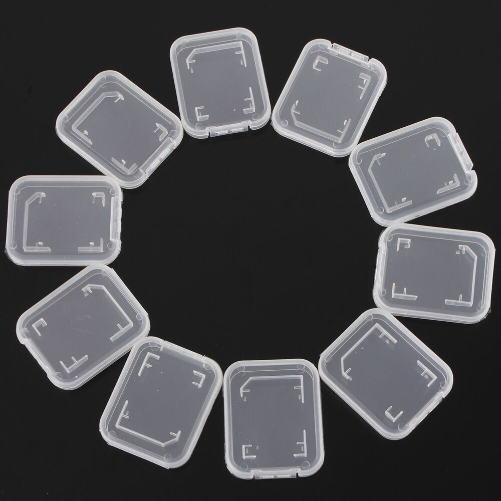 10pcs Transparent Standard SD SDHC Memory Card Case Holder Storage Boxes Plastic