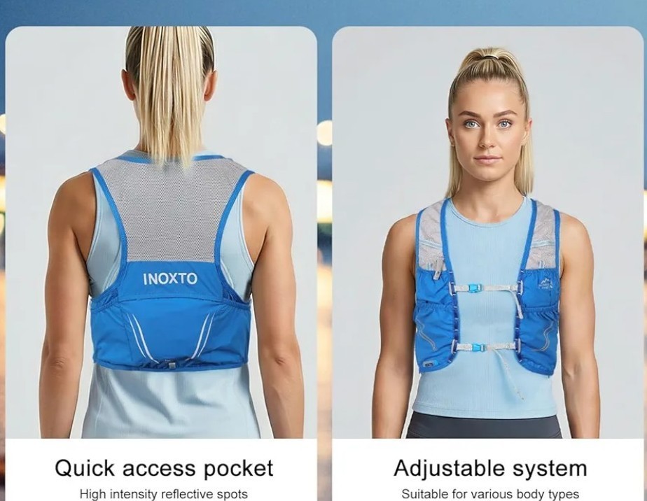 Blue Hydration Vest Backpack Medium Large Lightweight Running Hiking Cycling...