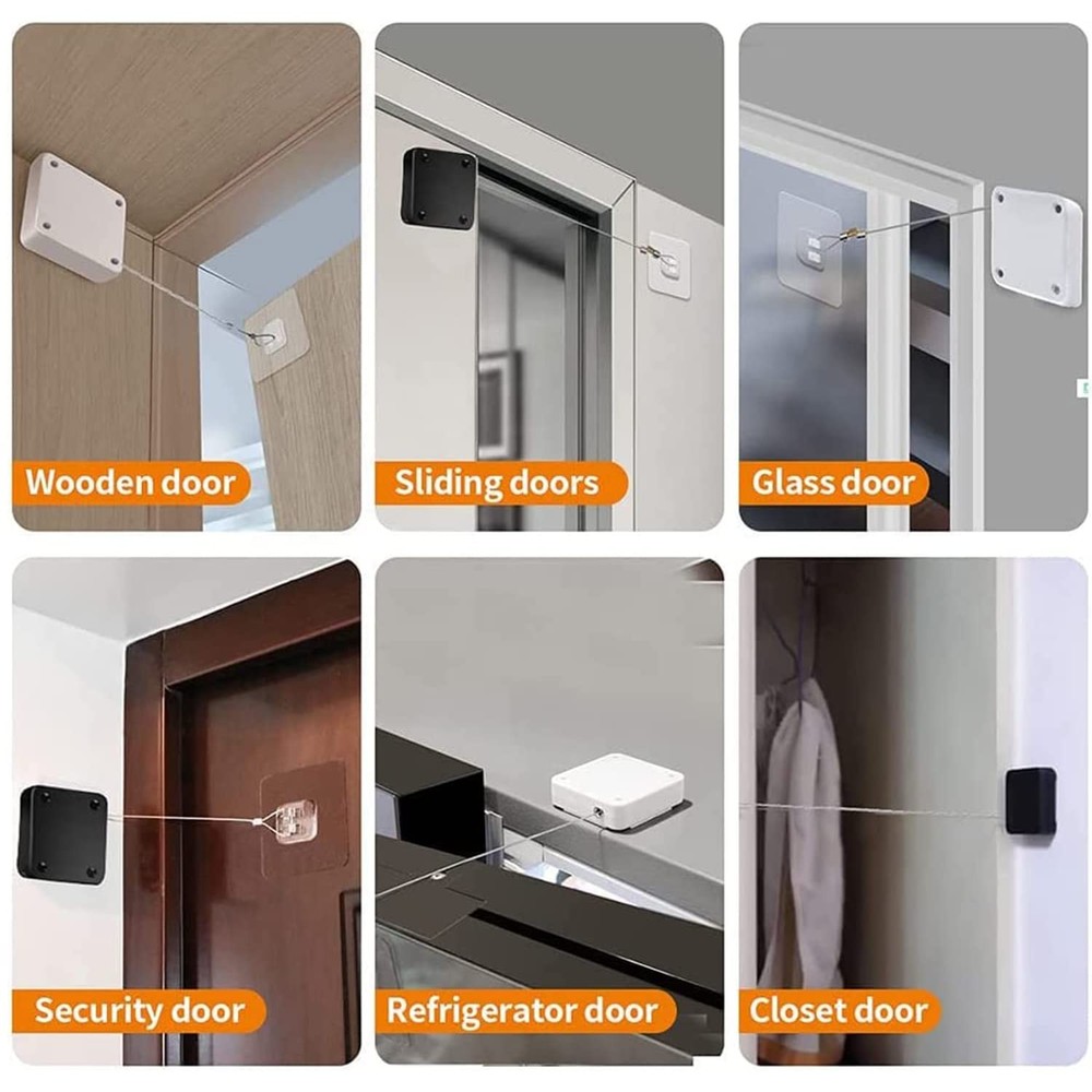 Upgraded Retractable Automatic Door Closer - Tool-Free Installation, Powerful...