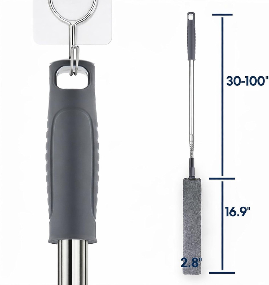 Bendable Dusting Tool with 100-Inch Extension Pole for Hard-to- Areas