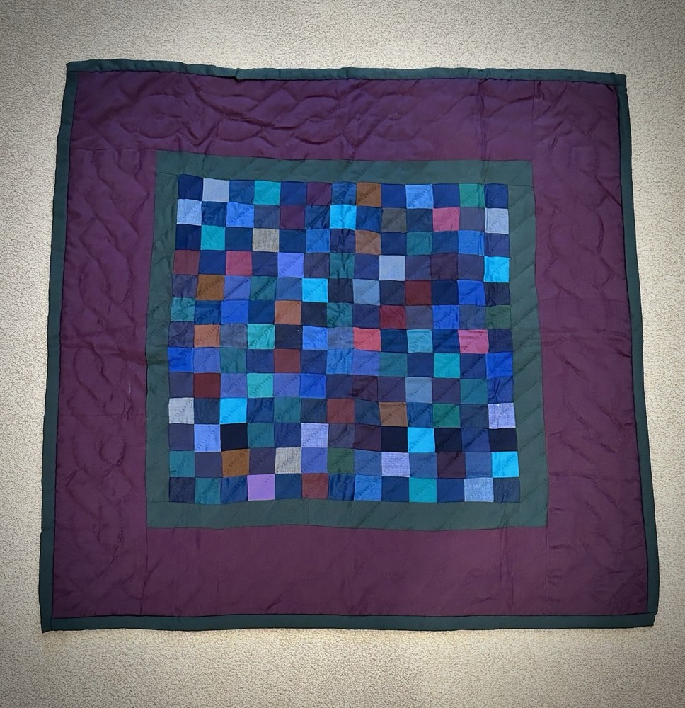 Indiana Amish Handmade Patchwork Lap Quilt Plum