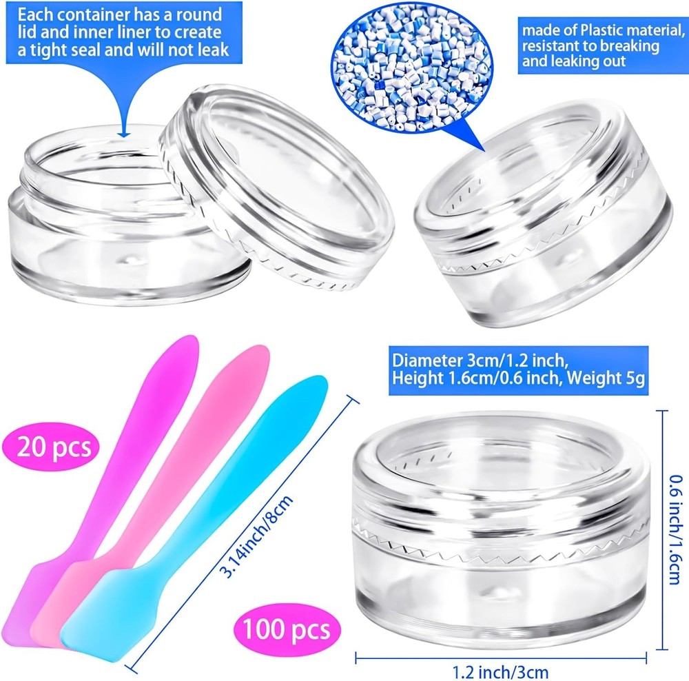 100 Pcs 5G Empty Plastic Containers with Clear Lids,Mini Makeup Sample Container