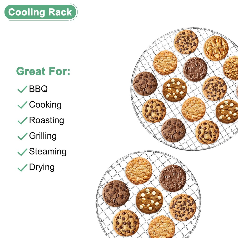 2-Pack Cooling Rack, 12" Round Stainless Steel Baking Rack [Silver]