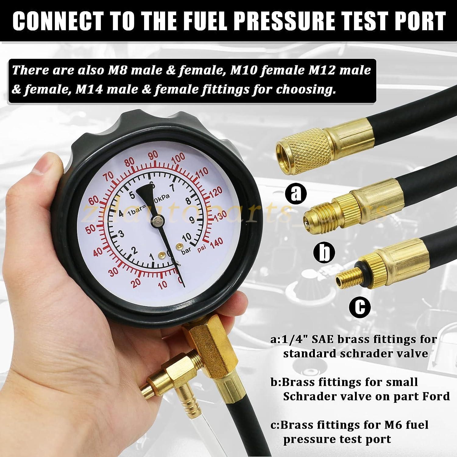0-140 PSI Fuel Injection Pump Pressure Tester Injector Pump Pressure Gauge Set