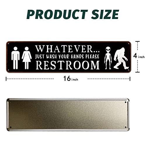 Funny Restroom Sign | 4"x16" Metal Tin | All Gender Just Wash Your Hands Please