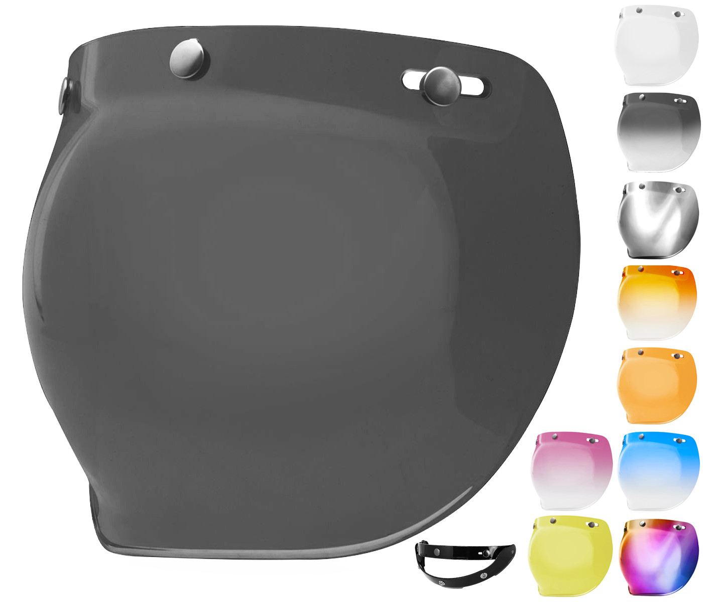 Open Face Helmet Bubble Visor Vintage Retro 3/4 Helmets Face Shield 3-Snap