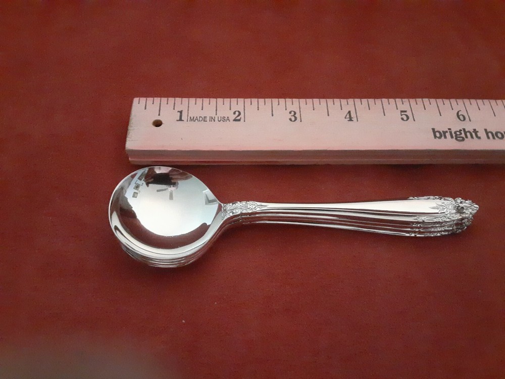 Eldan Eld15 nickle silver silverplate 4 jumbo soup spoons 5 7/8" NOS