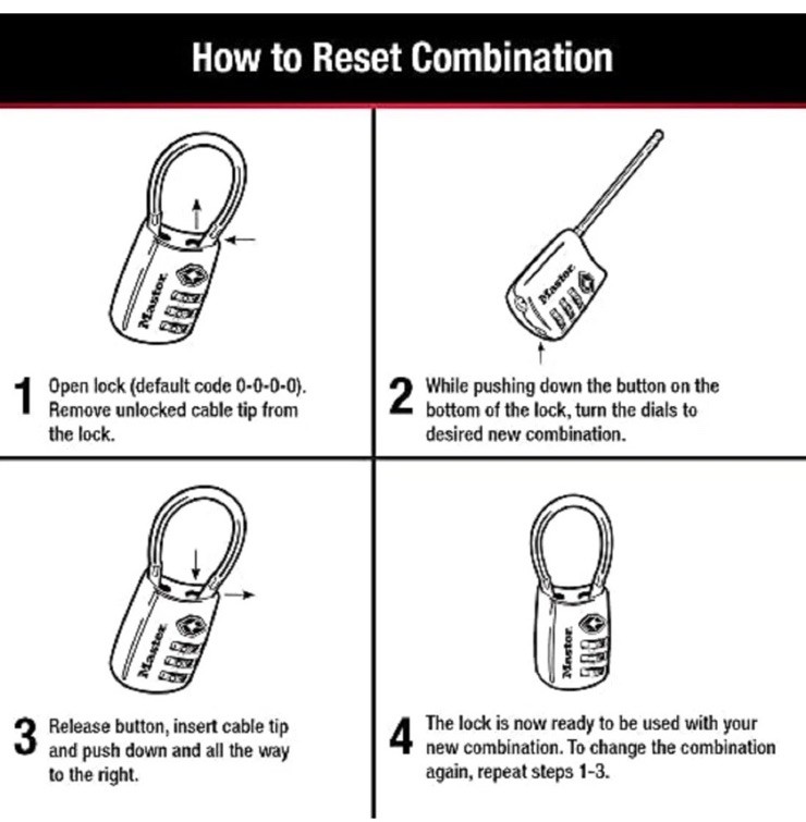Master Lock 4688T 2pack Set Own Combination TSA-Accepted Cable Padlock Black