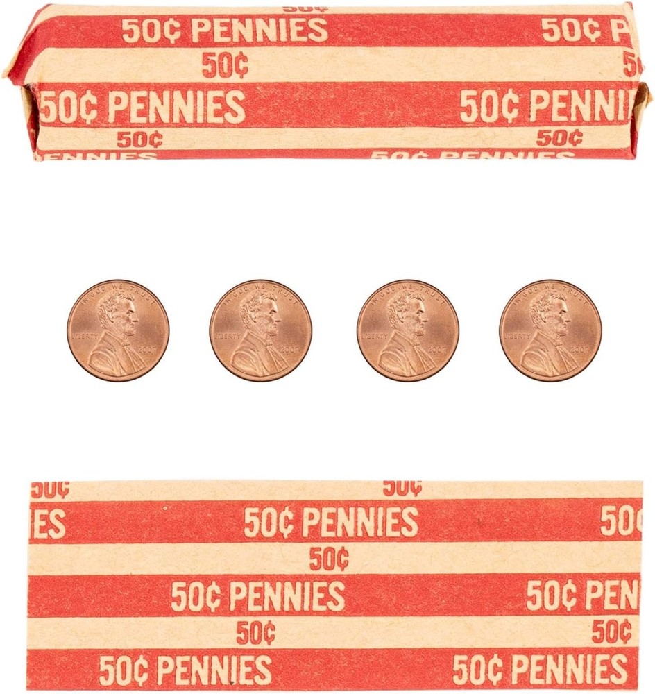 100 Flat Penny Coin Wrappers - Color-Coded for Easy Organization