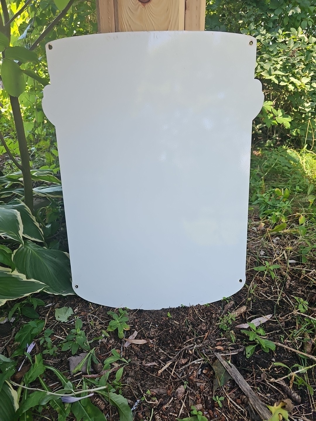 LARGE VINTAGE WAKE-EM UP COFFEE PORCELAIN SIGN 24" X 16" VERY HEAVY SIGN