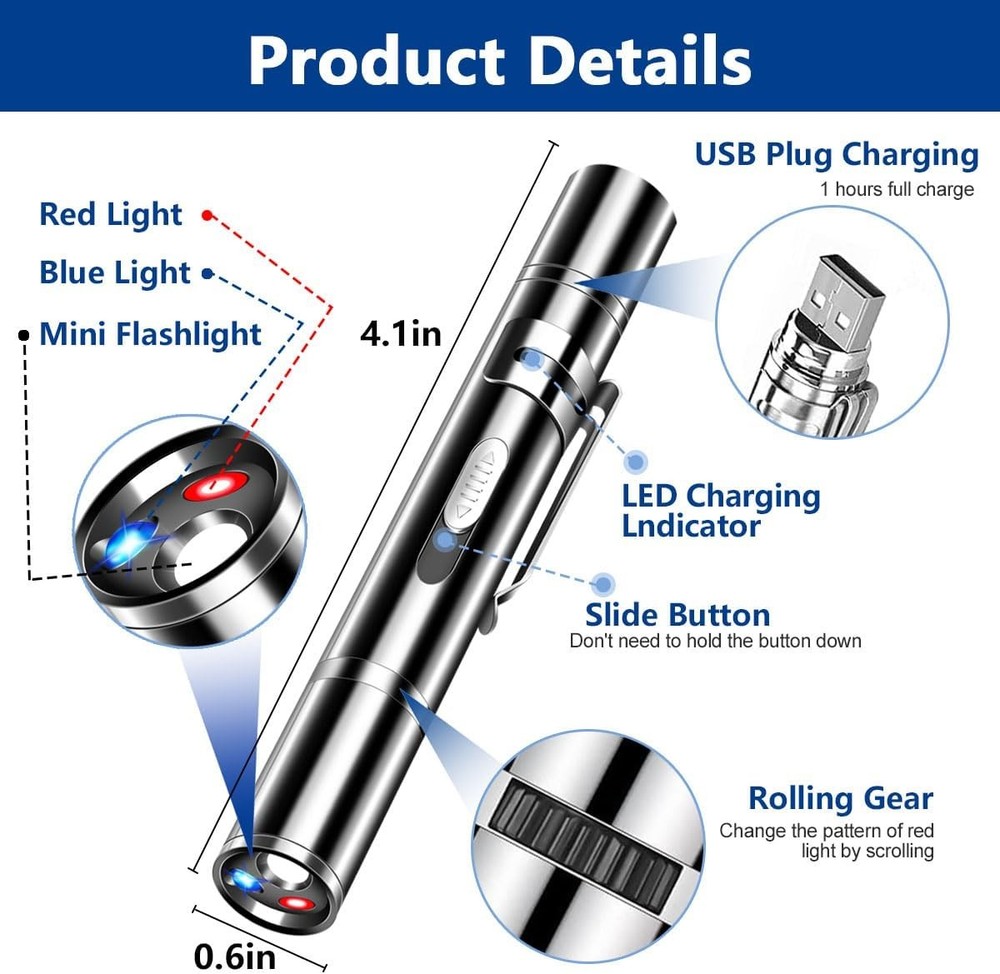 Cat Laser Pointer Toy Dog 7 Adjustable Pattern Long Range Lazer Toy USB Recharge